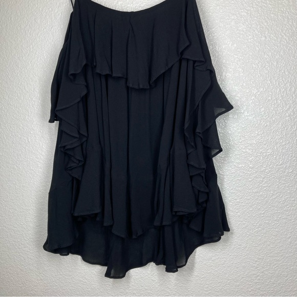Free People Cascades Black Ruffle Tank Top XS Semi Sheer Flowy Top - Picture 6 of 14